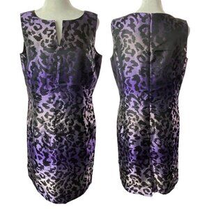 NWT PETER NYGARD Women Iridescent Animal Print Dress Sz 8 Purple Black 77-16